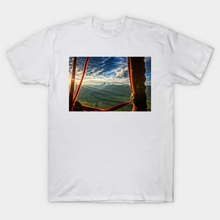 Hot Air Balloon view of Grand Teton Mountain Range T-Shirt